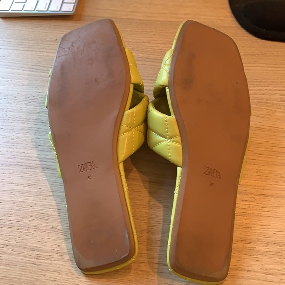 Zara lime green square toe mules 38 - Picture 3 of 3